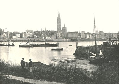 Pohled přes řeku do katedrály, Antverpy, Belgie, 1895. od Unbekannt