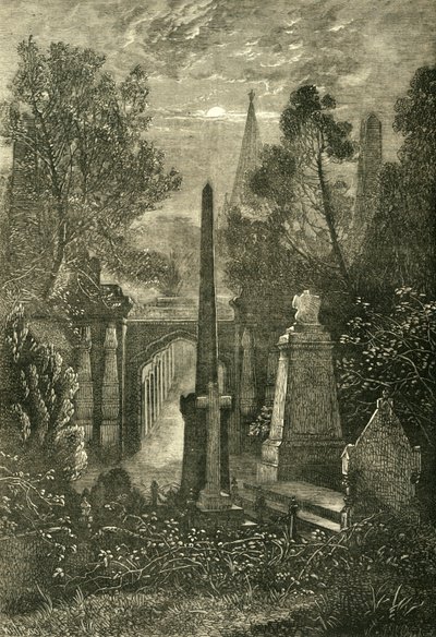 Pohled na hřbitov Highgate, c1876. od Unbekannt