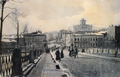 Pohled na ulici Znamenka v zimě, Moskva, Rusko, začátek 20. století od Unbekannt