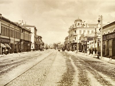 Pohled na ulici Arbat z kostela životodárné Trojice, Moskva, Rusko, 1888 od Unbekannt