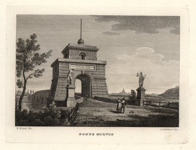 Pohled na Milvijský (nebo Mulviánský) most, Ponte Milvio, Řím od Unbekannt