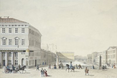 Pohled na nábřeží Moika z policejního mostu, 1839 od Unbekannt