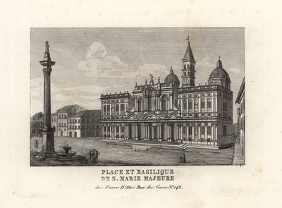 Pohled na Piazza e Basilica di Santa Maria Maggiore, náměstí a kostel Saint Mary Major s mariánským sloupem, Řím od Unbekannt