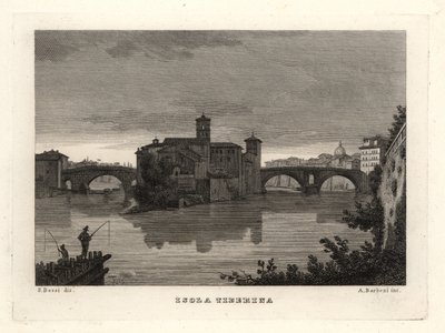 Pohled na ostrov Tiber, Isola Tiberina, Řím od Unbekannt