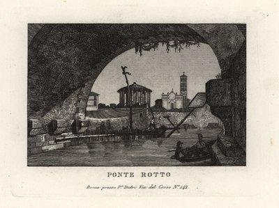 Pohled na rozbité Ponte Rotto, Pons Aemilius, v řece Tibeře, Řím od Unbekannt