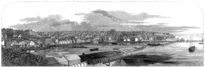 Pohled na město Auckland, Nový Zéland, s novým komerčním nábřežím, 1860 od Unbekannt