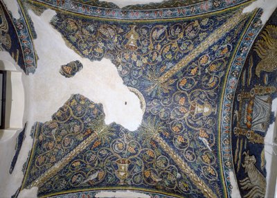 Pohled na klenutý strop, z Cappella di Santa Matrona (freska) od Unbekannt