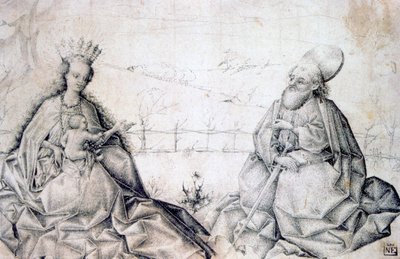 Panna a dítě se svatým Pavlem, c1450 od Unbekannt