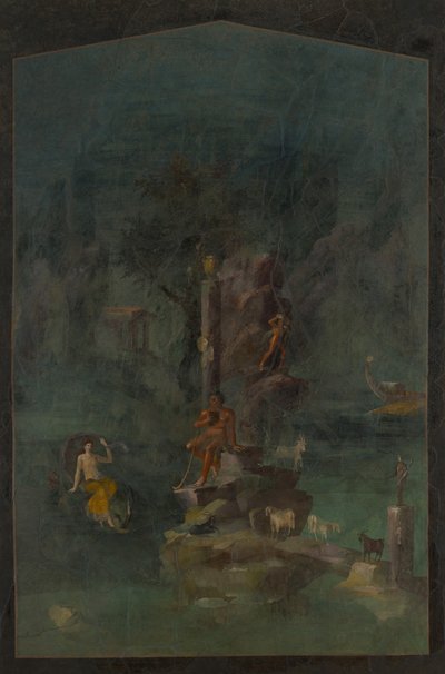 Nástěnná malba: Polyfémos a Galatea v krajině, z císařské vily..., 1. století př. Kr. od Unbekannt