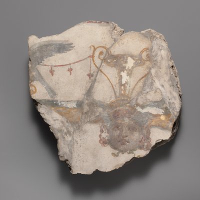 Fragment nástěnné malby s maskou Gorgon, ca. 14-68 našeho letopočtu. od Unbekannt