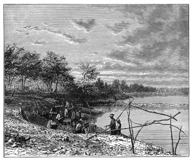 Prací písek na diamanty na břehu řeky Vaal, Jižní Afrika, c1890 od Unbekannt