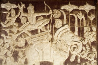 Wat Ounalom: socha zobrazující bitevní scénu z Ramayana Phnom Penh Cambodge od Unbekannt
