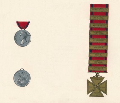 Waterloo & Military General Service Medal 1793-1814, c19. století od Unbekannt