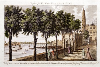 Vodárna v York Buildings, Strand, dodávající vodu do Londýna z Temže, 1790 od Unbekannt