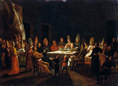 Svatba v kupeckém domě, první čtvrtina 19. století. od Unbekannt