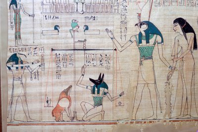Vážení srdce zesnulého proti peříčku pravdy z egyptské knihy Dea od Unbekannt