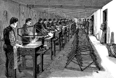 Svařování rámů jízdních kol v americké továrně, 1900 od Unbekannt
