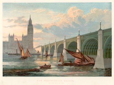 Westminster Bridge, Londýn, při pohledu z jižního břehu Temže, 1858 od Unbekannt