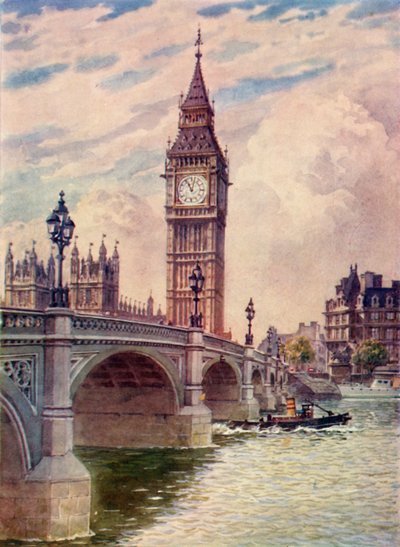 Westminsterský most a Big Ben, c1948. od Unbekannt
