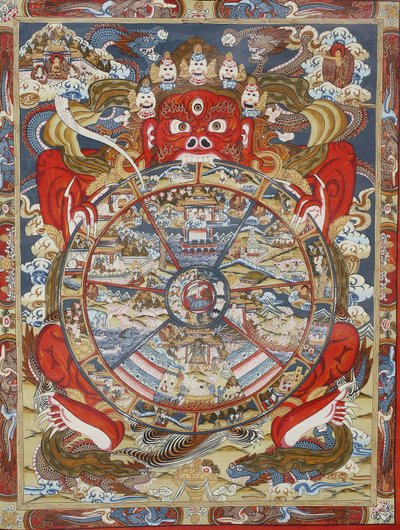 Kolo života nebo kolo Samsary (Mandala). Klášter Kopan, Bhaktapur, Nepál od Unbekannt