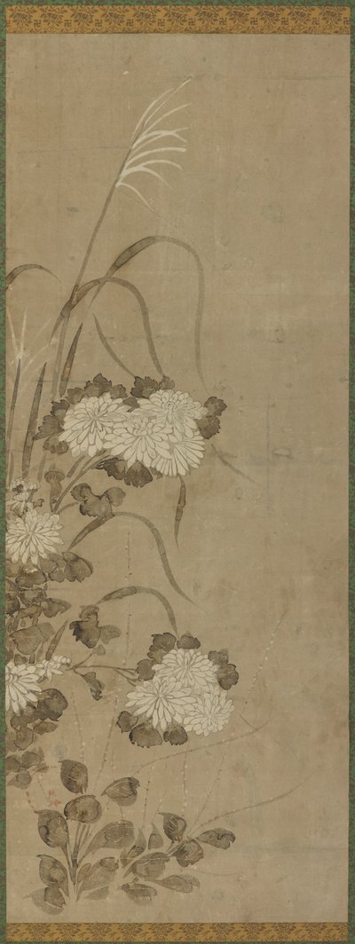 Bílé chryzantémy a trávy, období Edo, 1615-1868. od Unbekannt