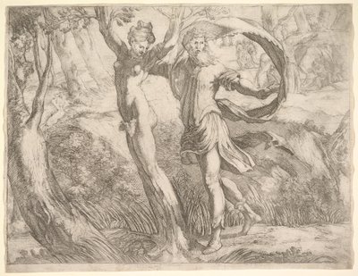 Wilton Album, folio 10a: Priapus a Lotis, ca. 1530-50. od Unbekannt