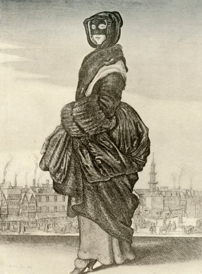 Zima - Outdoorové zimní šaty Angličanky, vláda Karla I., c1620-1640, 1937 od Unbekannt