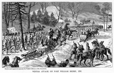 Zimní útok na Fort William Henry, stát New York, 1757, c1877 od Unbekannt