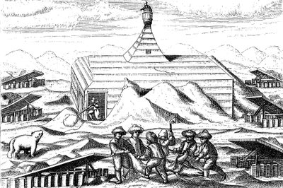 Zimní prostory expedice Willema Barentse do Arktidy, 1596-1597 od Unbekannt