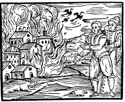 Čarodějnice ničící dům ohněm - Švábsko, 1533 od Unbekannt