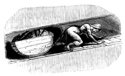 Žena putter táhne saně uhlí podél úzké sloje, Jižní Wales, c1848 od Unbekannt