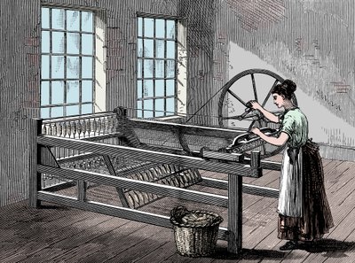 Žena používající Spinning Jenny, c1880 od Unbekannt