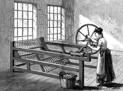 Žena používající Spinning Jenny, c1880 od Unbekannt
