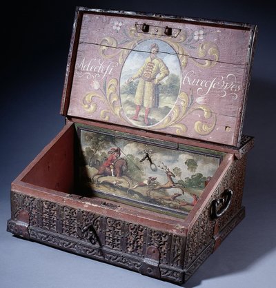 Dřevěná pokladnička nebo psací krabička s portrétem syna Petra Velikého, ca. 1695 od Unbekannt