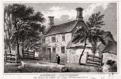 Woolsthorpe Manor, poblíž Granthamu, Lincolnshire, rodiště sira Isaaca Newtona, počátek 19. století od Unbekannt