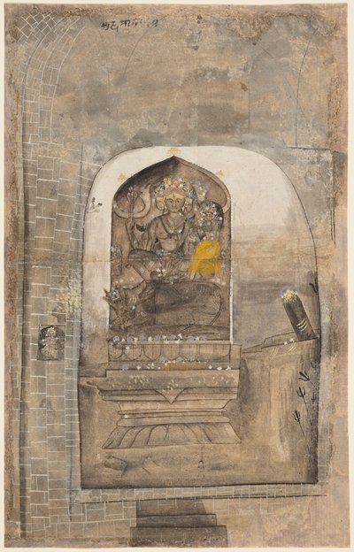 Uctívání kamenného obrazu Šivy a Parvati v lingamu, c. 1710. od Unbekannt