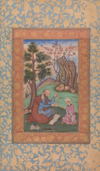 Mladý princ a mentor sedí v krajině, ca. 1600. od Unbekannt