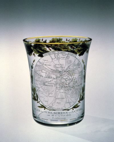 Foukaná, mořená a smaltovaná kádinka zdobená Samuelem Mohnem, 1813-14 od Unbekannt Unbekannt