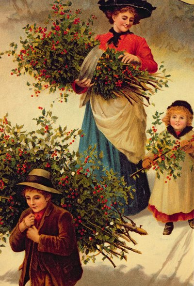 Carrying Home the Christmas Holly, viktoriánský, (ilustrace knihy) od Unbekannt Unbekannt