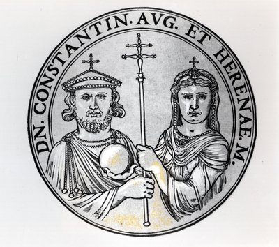 Constantine VI (770-c.797 AD) a jeho matka Irene (rytina) (černobílá fotografie) od Unbekannt Unbekannt