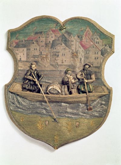 Vyšívaný cechovní symbol vytvořený Wolfem Poppem, Pasov, kolem 1574-5 od Unbekannt Unbekannt