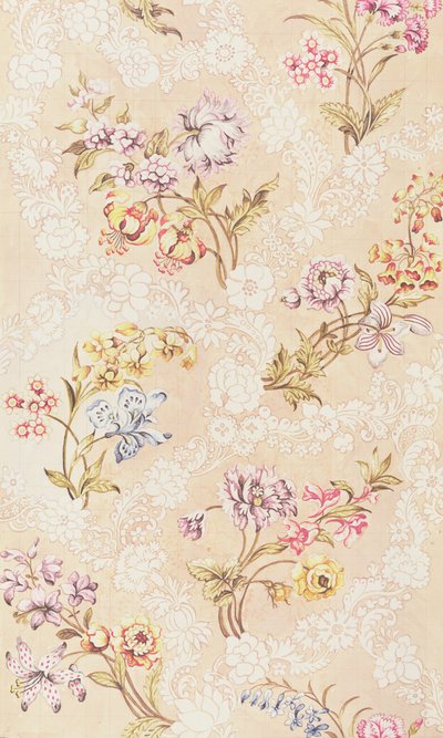 Květinový design s pivoňkami, liliemi a růžemi na hedvábí Spitalfields, od Anny Maria Garthwaite (1690-1763), 1744 od Unbekannt Unbekannt