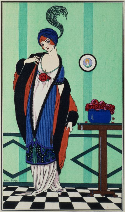 Kožich s mušelínovou tunikou z `Costumes Parisiens od Roberta Pichenota, 1913 od Unbekannt Unbekannt