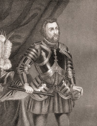 Hernán Cortés de Monroy y Pizarro, z Dějiny dobytí Mexika, vydané 1850 od Unbekannt Unbekannt
