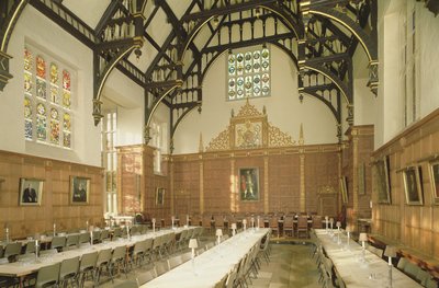 Vnitřní pohled na jídelnu s kladívkovým stropem, Trinity College, Cambridge od Unbekannt Unbekannt