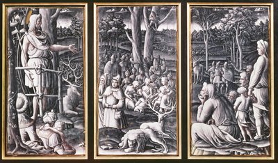 Limoges triptych sv. Jana Křtitele kázání v divočině, 16. století od Unbekannt Unbekannt