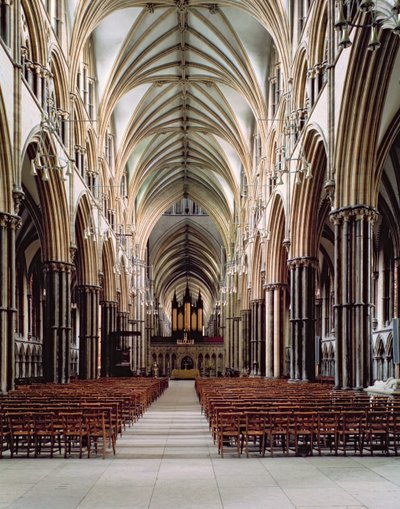 Lincolnská katedrála, 1185-1311, Pohled na hlavní loď, postavená 1215-55, Lincolnshire, Velká Británie od Unbekannt Unbekannt
