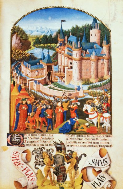 Ms 8266 f.281 Siege of the Chateau of Derval od Pierre La Baud od Unbekannt Unbekannt
