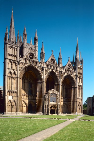 Katedrála Peterborough, anglická škola, (13. století), The West Front, postavená kolem roku 1200-10, Cambridgeshire, Velká Británie od Unbekannt Unbekannt