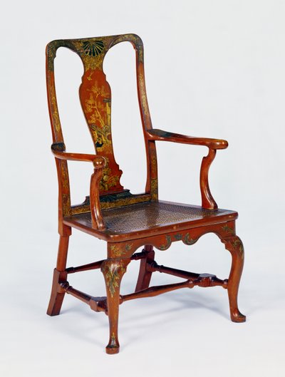 Červené japonské křeslo Queen Anne s kabrioletovými nohami, kolem roku 1710 od Unbekannt Unbekannt